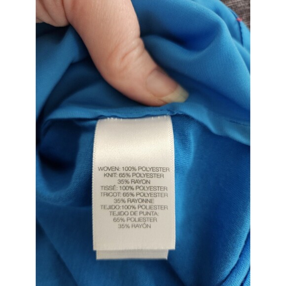 Womens KENNETH COLE REACTION Royal Blue Goldtone Buttons Woven Tank Top M - Picture 7 of 8